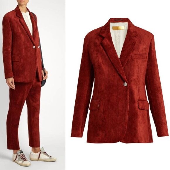 Golden Goose Crystal Button Corduroy Jacket in Burnt Red XS - Picture 1 of 6